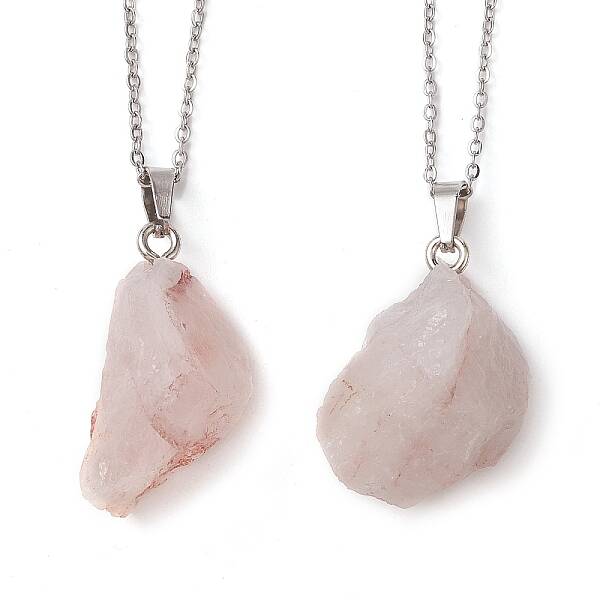 Rough Raw Natural Ferruginous Quartz Pendant Necklaces