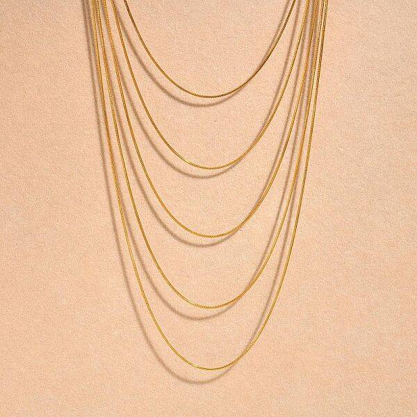 304 Stainless Steel Round Snake Chain Multi Layered Necklaces for Women