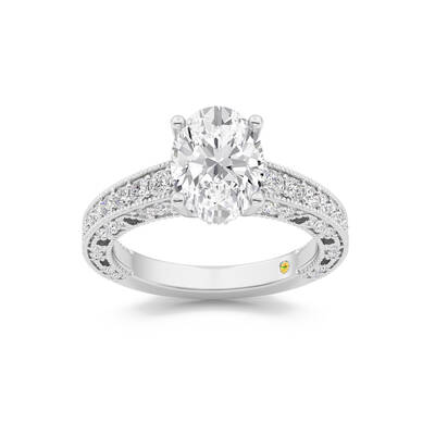 Myrra  Vintage Inspired Pavé Set Oval Lab Grown Diamond Engagement Ring | White Gold 1 3/4 - 4 7/8 CT. TW.