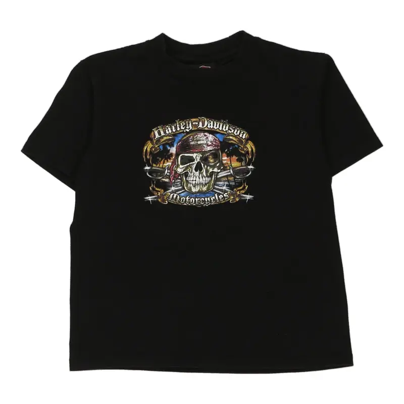 Age 8 Harley Davidson T-Shirt - Medium Black Cotton