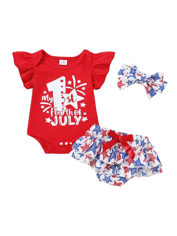 Baby Girl Romper 4th of July Independence Day Toddler Jumpsuit Shorts Outfit Sets Clothing Babygirl Clothes Products  #spring...