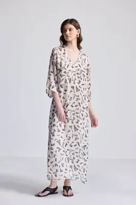 Maxi Dress with Side Slits in Mosaic | Color: Mosaic | Size: XL