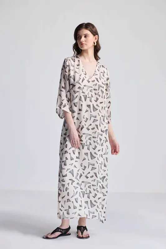 Maxi Dress with Side Slits in Mosaic | Color: Mosaic | Size: XL