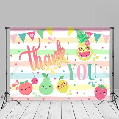 Colorful Stripes Fruits Thanks Mothers Day Backdrop - Aperturee