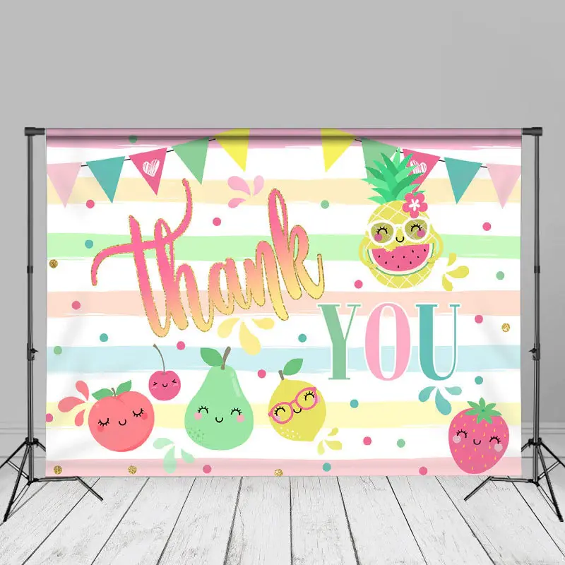 Colorful Stripes Fruits Thanks Mothers Day Backdrop - Aperturee