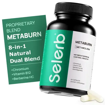 Selerb Metaburn for Daily Nutrient Support β With Chromium, Vitamin B12 & Berberine HCI β 60 Capsules