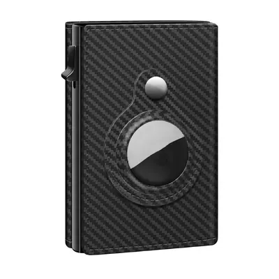 Men's Wallet with Airtag Holder,Gift for Men, Minimalist Credit Card Holder,  Pop up Card Case, Premium Genuine Leather Carbo...