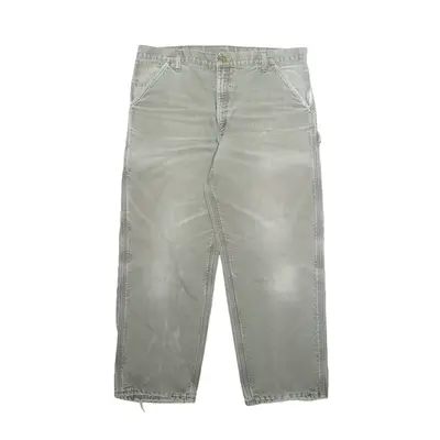 CARHARTT Carpenter Cargo Mens Trousers Grey Regular Straight W38 L30