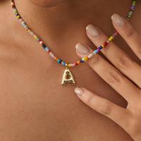 Colorful Initial Necklaces for Women Bubble Letter Necklace Dainty Cute Summer Beach Boho Necklace for Women Trendy Jewelry G...