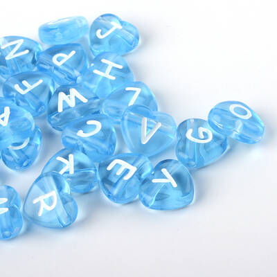 Transparent Acrylic Heart Horizontal Hole Letter Beads