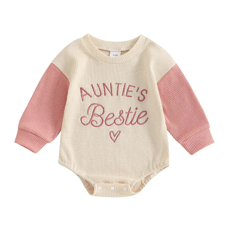 Newborn Baby Girl Spring Romper Casual Letter Embroidery Waffle Long Sleeve Jumpsuit for Infant Toddler Fall Outfit baby clot...