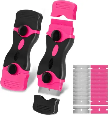 ćFall Deals For YoućTHINKWORK Pink Razor Blade Scraper Tool, Cleaning Razor Scraper for Glass, Glass Top Stove Scraper fo...