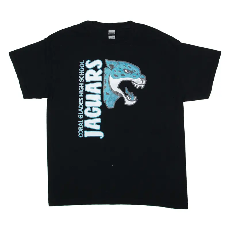 GILDAN Coral Glades Jaguars USA T-Shirt Black Short Sleeve Mens L