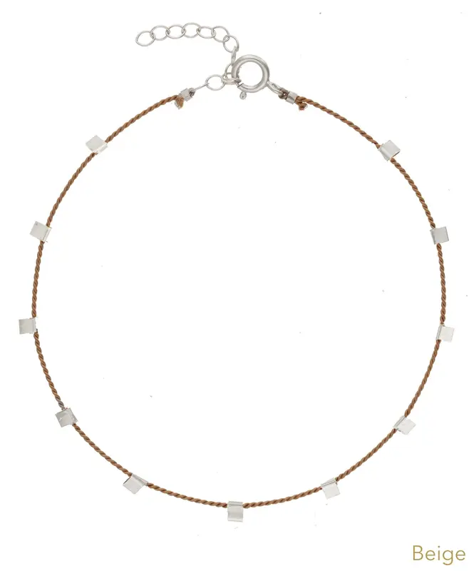 Hilo Anklet | Metal Color: Silver | Color: Beige