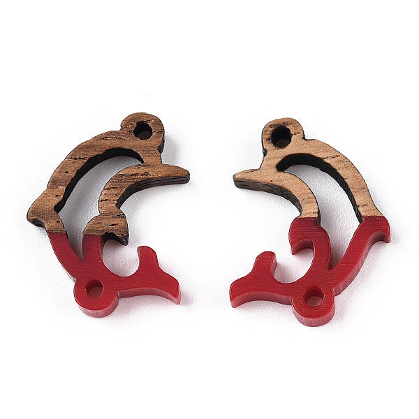 Opaque Resin & Walnut Wood Connector Charms