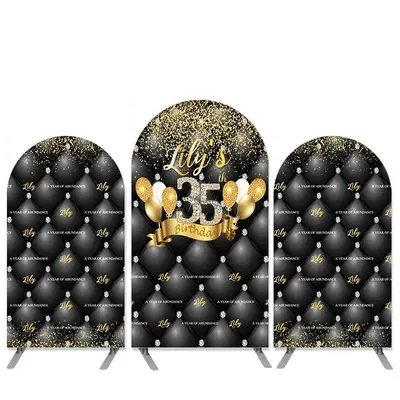 Aperturee Gold Balloons Glitter Black 35Th Birthday Arch Backdrop Kit | Wedding Arch Backdrop | Chiara Wall Backdrop Diy | Cu...