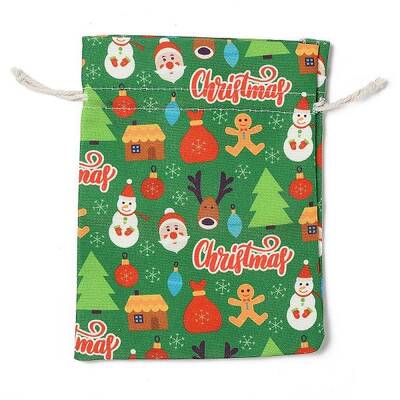 Christmas Theme Cloth Printed Storage Bags