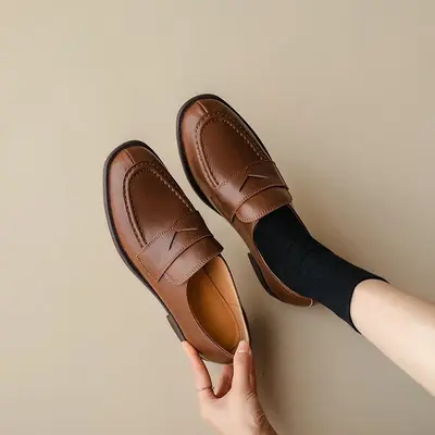 CHIKO Mai Round Toe Block Heels Loafers Shoes