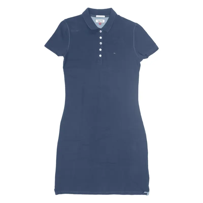 TOMMY HILFIGER Polo T-Shirt Dress Blue Short Sleeve Knee Length Womens UK 8