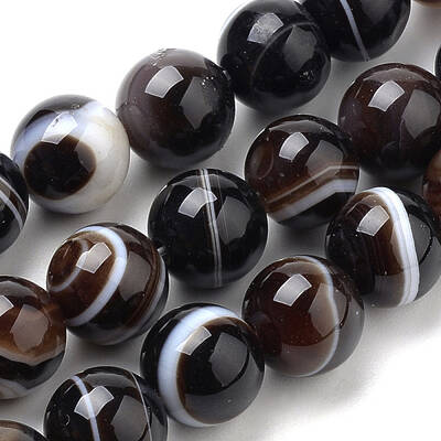 Natural Black Agate Beads Strands
