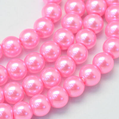 Baking Painted Pearlized Glass Pearl Round Bead Strands
