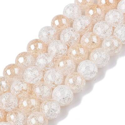Electroplated Crackle Glass Beads Strands