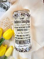 Special Gift for Daughter – “You Are the Storm” Cup from Mom, Glass Cup with Lid, Glass Tumbler for Daughter, Motivatio...