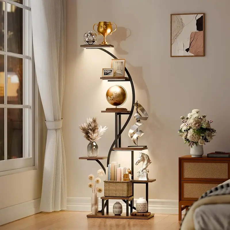 8 Tier Corner Shelf with Light, 65\