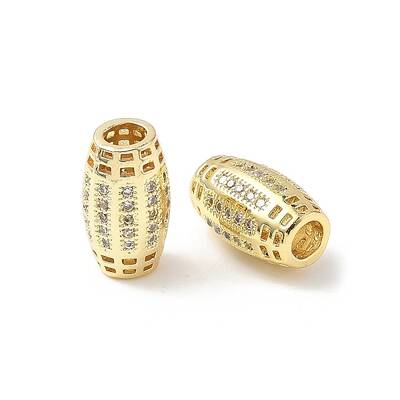 Brass Micro Pave Cubic Zirconia Beads