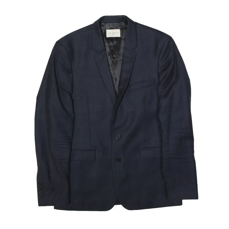 SANDRO PARIS Blazer Jacket Blue Wool Check Mens L