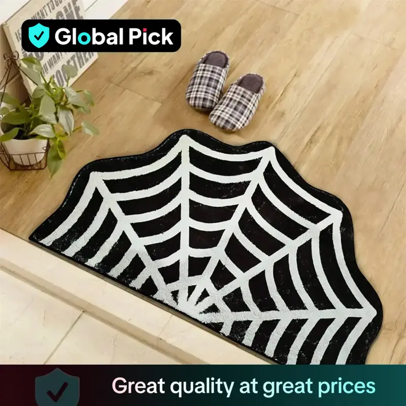 Spider Web Area Rug, 1/2/3 Counts Halloween Spiderweb Home Decor Rugs, Bathroom Mat, Non-slip Indoor Mat, Floor Mat, Party De...