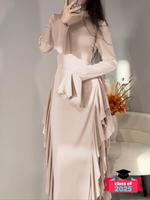 Women's Plain Ruffle Trim Dress, Chic Elegant Aesthetic Long Sleeve Dress for Party Holiday Wedding Guest, Ladies Spring & Fa...