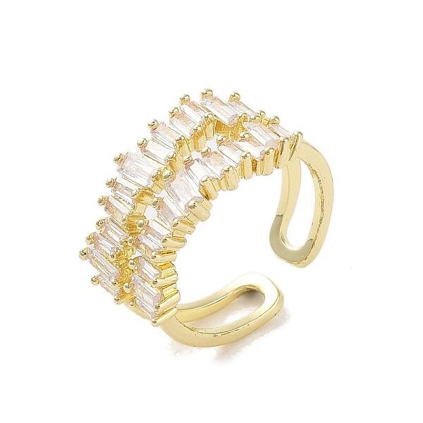 Brass Micro Pave Cubic Zirconia Open Cuff Rings