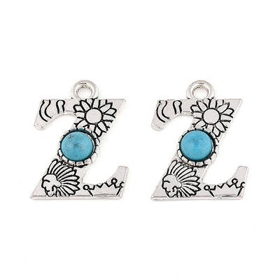 Synthetic Turquoise & Alloy Pendants