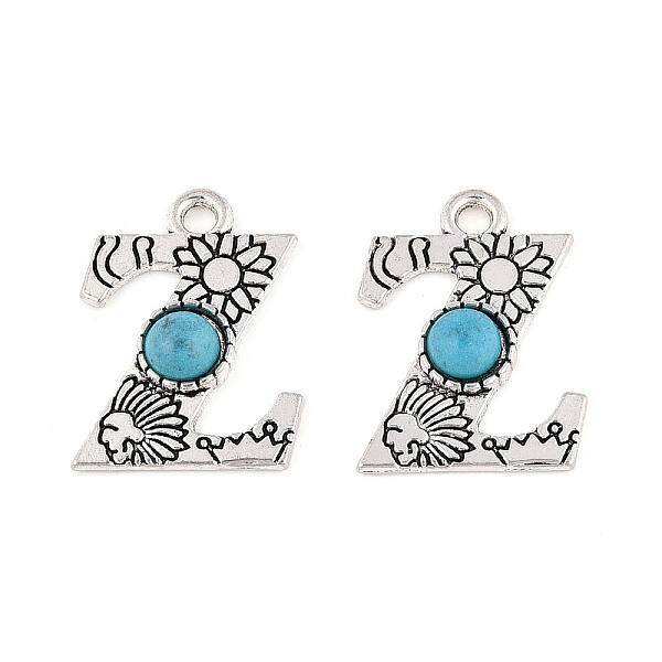 Synthetic Turquoise & Alloy Pendants