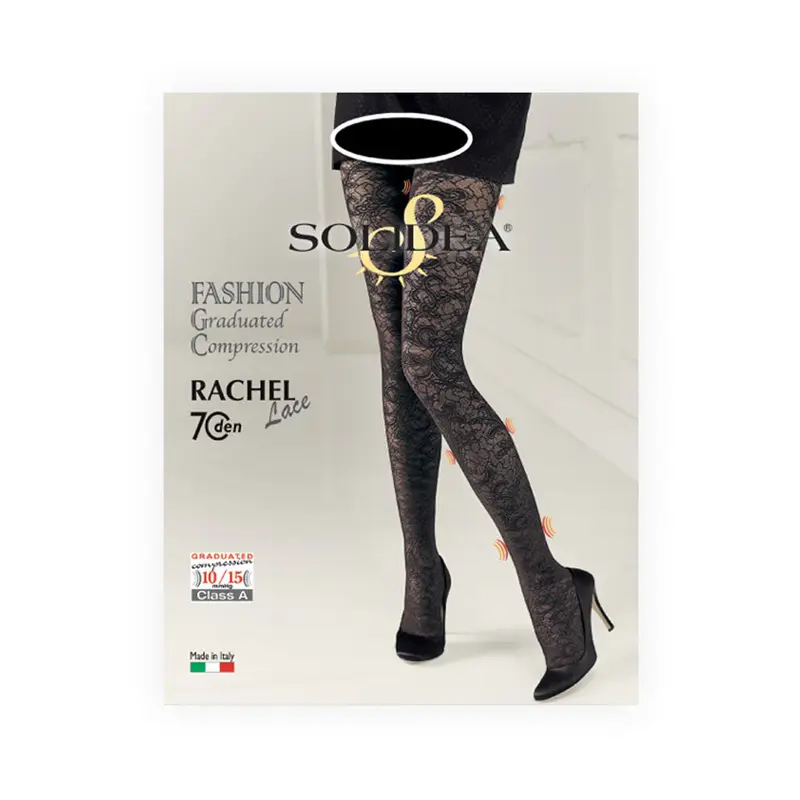 Solidea Rachel 70 Den Lace Tights Lace Compression 10 15mmHg 4XL Anthracite