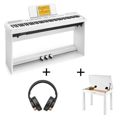 Donner DEP-20 Weighted Digital Piano - White / Piano+Bench+Headphones