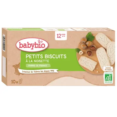 Babybio Biscuits - 12 months and + - Hazelnut Biscuits - ORGANIC 10 sachets of 2 biscuits