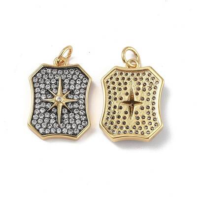 Brass Micro Pave Clear Cubic Zirconia Pendants