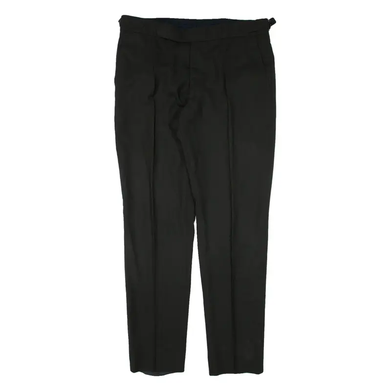 Pleated Mens Trousers Green Regular Tapered W35 L32
