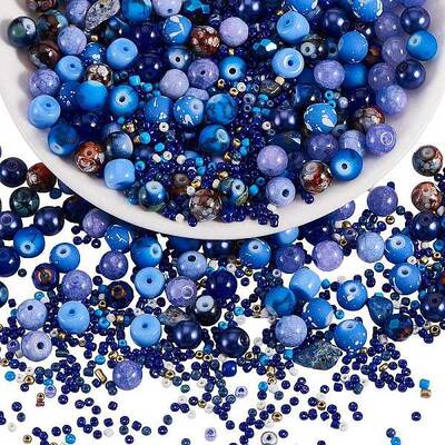 2 Bag Glass Round Beads Set
