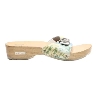 SCHOLL Slider Sandals Blue Leather Womens UK 4