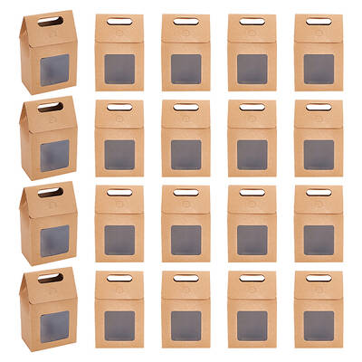 Folding Paper Gift Bags with Hole Handle and Plastic Visible Window