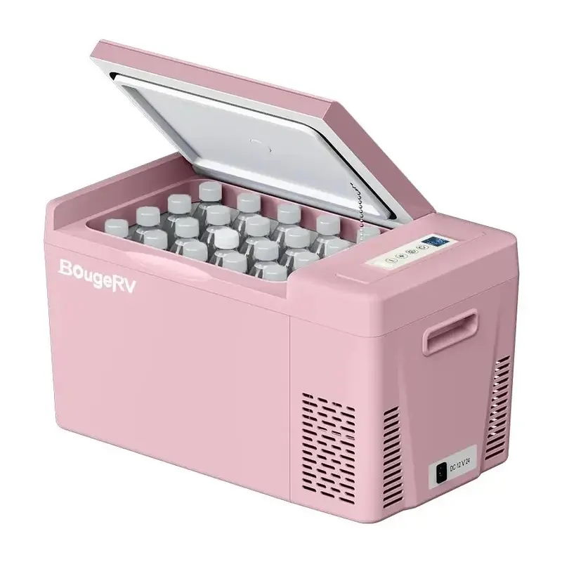 【BougeRV Pink 23 Quarts Portable Fridge】Camping Travelling Freezer Cooler BougeRV 23 Quarts Refrigerator 12/24V DC 110~2...