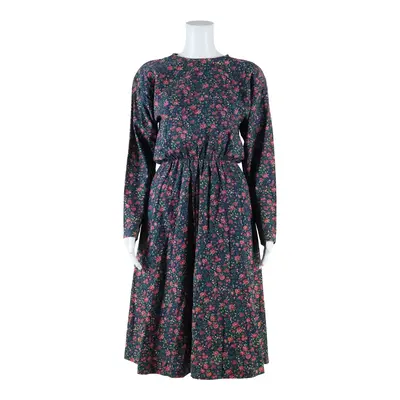 Womens A-Line Dress Blue Floral Long Sleeve Midi S