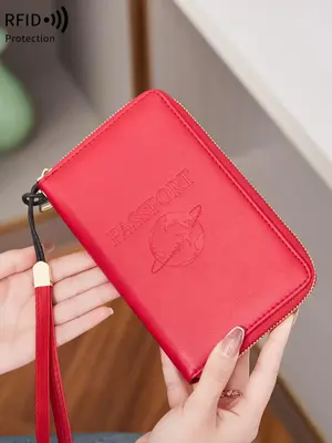 Letter Pattern Embossed Passport Holder, Summer 2025 New Arrival Multi-functional Portable Airplane Pattern Ticket Clip, Pu L...