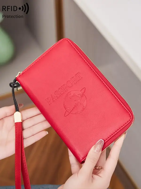 Letter Pattern Embossed Passport Holder, Summer 2025 New Arrival Multi-functional Portable Airplane Pattern Ticket Clip, Pu L...