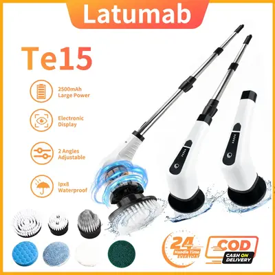 7+1 Multi-functional Electric Spin Brush, Cordless Cleaning Scrubber with 8 Replaceable Brush Heads, Tub and Floor Tile 360 P...