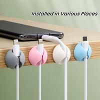 4 Counts Data Cable Fixers, Desktop Organizer for Home Office, Multipurpose Self-Adhesive Cable Organizers for Tidy Charging ...