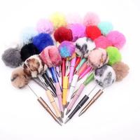 7Pcs pom-pom color Beadable Pens Plastic Bead pen Black Ink Ballpoint Pens Diy Pens Cute Cool Pens for Students Teacher Brida...